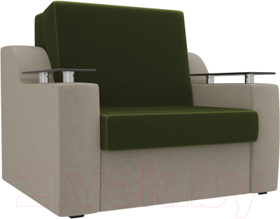 Кресло-кровать Лига Диванов Сенатор / 100692 (60, микровельвет зеленый/бежевый)