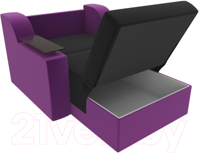 Кресло-кровать Лига Диванов Сенатор / 100696 (60, микровельвет черный/фиолетовый)