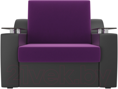 Кресло-кровать Лига Диванов Сенатор / 100697 (60, микровельвет фиолетовый/экокожа черный)