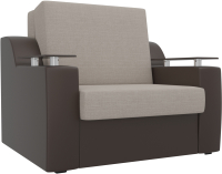 Кресло-кровать Лига Диванов Сенатор / 100701 (60, рогожка бежевый/экокожа коричневый) - 