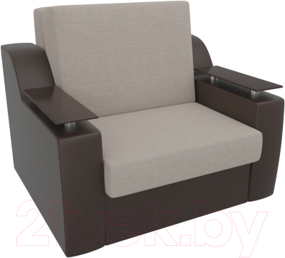 Кресло-кровать Лига Диванов Сенатор / 100701 (60, рогожка бежевый/экокожа коричневый)