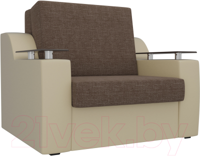 Кресло-кровать Лига Диванов Сенатор / 100702 (60, рогожка коричневый/бежевый)