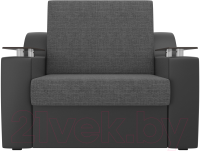 Кресло-кровать Лига Диванов Сенатор / 100703 (60, рогожка серый/экокожа черный)