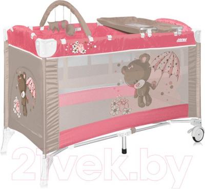 Кровать-манеж Lorelli Arena 2+ (Pink Bear) - общий вид