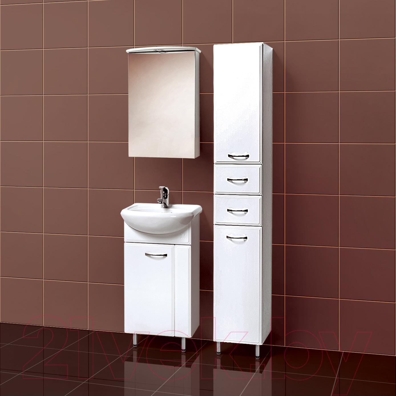 Шкаф с зеркалом для ванной Акваль Эмили 47 / AL.04.47.02.L