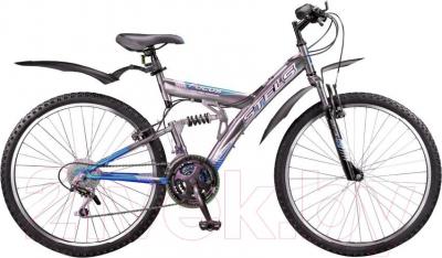 Велосипед STELS Focus V 18 sp (26, темно-серый, синий, белый) - общий вид