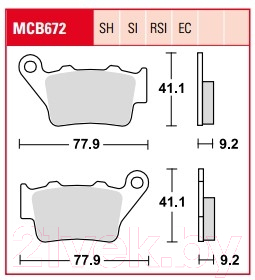 Тормозные колодки TRW MCB672SI