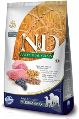 Сухой корм для собак Farmina N&D Low Grain Lamb & Blueberry Adult Medium & Maxi (2.5кг)