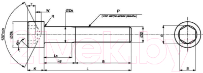 Винт ЕКТ 8x12 DIN912 прочность 8.8 / 61546 (200шт, цинк)