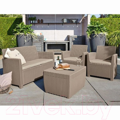 Комплект садовой мебели Keter Corona Lounge Set / 231416 (капучино)
