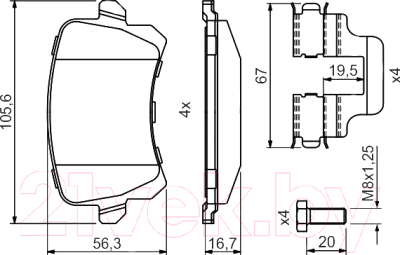 

Тормозные колодки Bosch, 0986494731