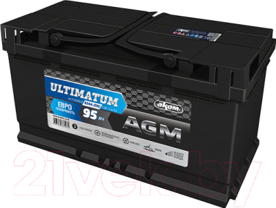 Автомобильный аккумулятор AKOM Ultimatum AGM Евро / 6СТ-95VRLA (95 А/ч)