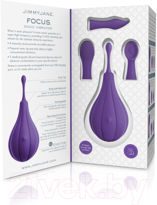 Стимулятор Pipedream Focus Sonic Vibrator с насадками / 101479 (фиолетовый)