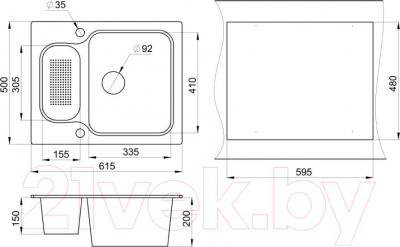 Мойка кухонная GRANULA GR-6151 (арктик) - схема