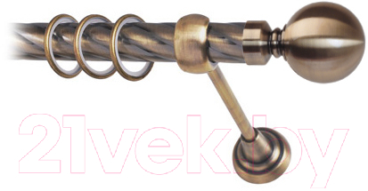 Карниз для штор Lm Decor Шар большой 059 1р витой 25мм (антик, 4м)