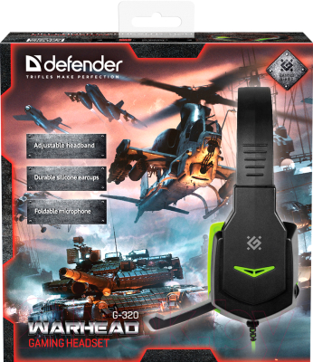 Наушники-гарнитура Defender Warhead G-320 / 64032 (черный/зеленый)