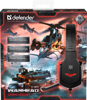 Наушники-гарнитура Defender Warhead G-320 / 64033 (черный/красный)