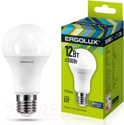 Лампа Ergolux LED-A60-12W-E27-6K / 12880