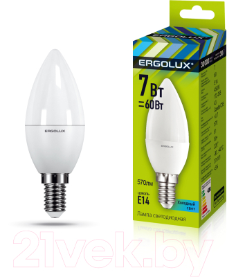 

Лампа Ergolux, LED-C35-7W-E14-4K / 12135