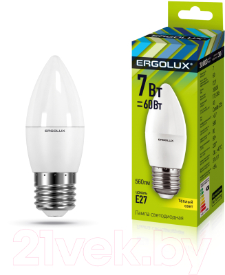 Лампа Ergolux LED-C35-7W-E27-3K / 13297