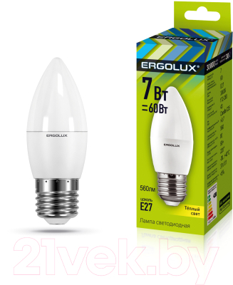 Лампа Ergolux LED-C35-7W-E27-4K / 13298