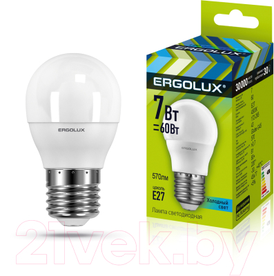 Лампа Ergolux LED-G45-7W-E27-4K / 12145