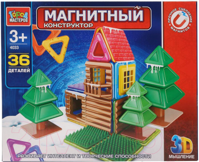 

Конструктор магнитный Город мастеров, Зимний домик / DT-4033-R