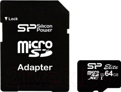 Карта памяти Silicon Power microSDXC (Class 10) 64GB (SP064GBSTXBU1V10)
