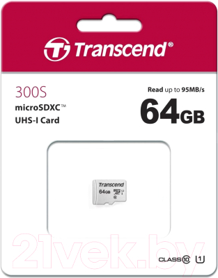 Карта памяти Transcend microSDXC 64GB UHS-I V30 (TS64GUSD300S)