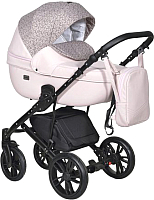 Детская универсальная коляска INDIGO Mio 2 в 1 (Mi 04, светло-розовая кожа/розовый узор) - 