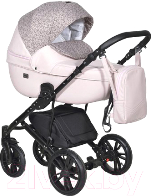 Детская универсальная коляска INDIGO Mio 2 в 1 (Mi 04, светло-розовая кожа/розовый узор)