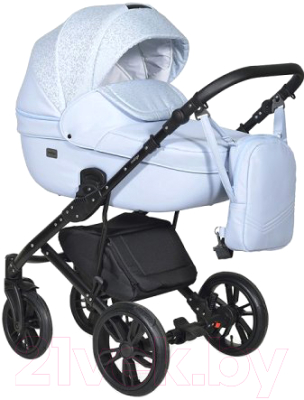 Детская универсальная коляска INDIGO Mio 2 в 1 (Mi 05, светло-голубая кожа/голубой узор)