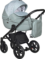 Детская универсальная коляска INDIGO Mio 2 в 1 (Mi 06, шалфей кожа/зеленый узор) - 