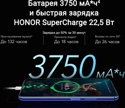 Смартфон Honor 20 6GB/128GB (полночный черный)