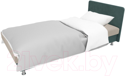 Односпальная кровать Лига Диванов Мальта / 101735 (велюр бежевый/бирюзовый)