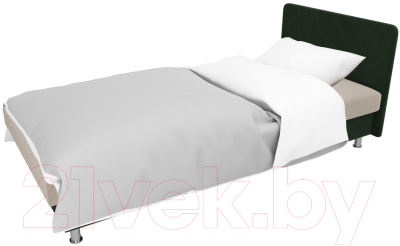 Односпальная кровать Лига Диванов Мальта / 101736 (велюр бежевый/зеленый)
