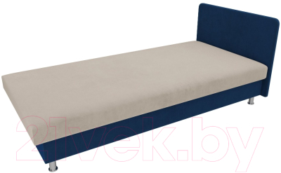 Односпальная кровать Лига Диванов Мальта / 101739 (велюр бежевый/синий)