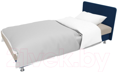 Односпальная кровать Лига Диванов Мальта / 101739 (велюр бежевый/синий)