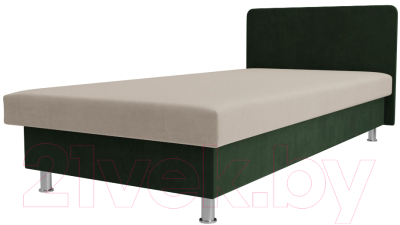 Односпальная кровать Лига Диванов Мальта / 101741 (микровельвет бежевый/зеленый)