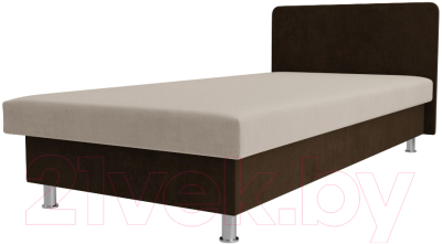 Односпальная кровать Лига Диванов Мальта / 101742 (микровельвет бежевый/коричневый)