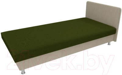 Односпальная кровать Лига Диванов Мальта / 101743 (микровельвет зеленый/бежевый)