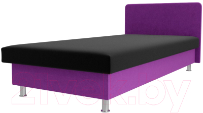 Односпальная кровать Лига Диванов Мальта / 101746 (микровельвет черный/фиолетовый)
