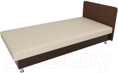 Односпальная кровать Лига Диванов Мальта / 101751 (экокожа бежевый/коричневый)