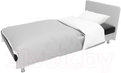 Односпальная кровать Лига Диванов Мальта / 101754 (экокожа черный/белый)