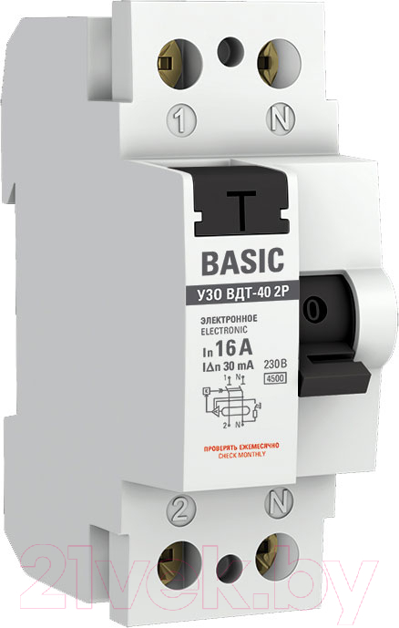 Устройство защитного отключения EKF Basic ВД-40 2P 16А 30мА / elcb-2-16-30e-sim