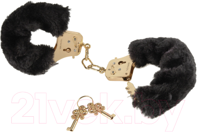 Наручники Pipedream Gold Deluxe Furry Cuffs 27022 / PD3996-27 (с черным мехом)