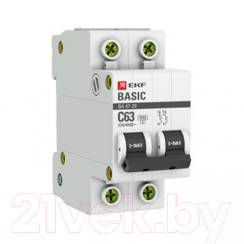 Выключатель автоматический EKF ВА 47-29 2P 6A (C) 4.5кА / mcb4729-2-06C