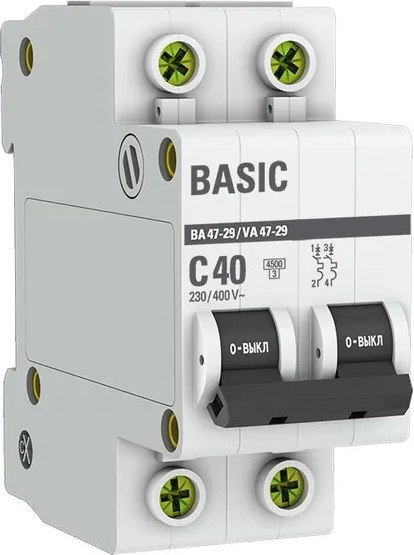 Выключатель автоматический EKF ВА 47-29 2P 40A (C) 4.5кА / mcb4729-2-40C