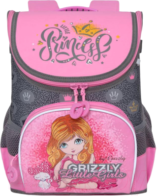 Школьный рюкзак Grizzly RA-981-3 (серый/розовый)