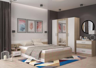 Комплект мебели для спальни Горизонт Мебель Уют-1 (белый/сонома)